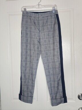 Peacebird Glen Plaid Cropped Trousers with  Side Stripe Accent Medium